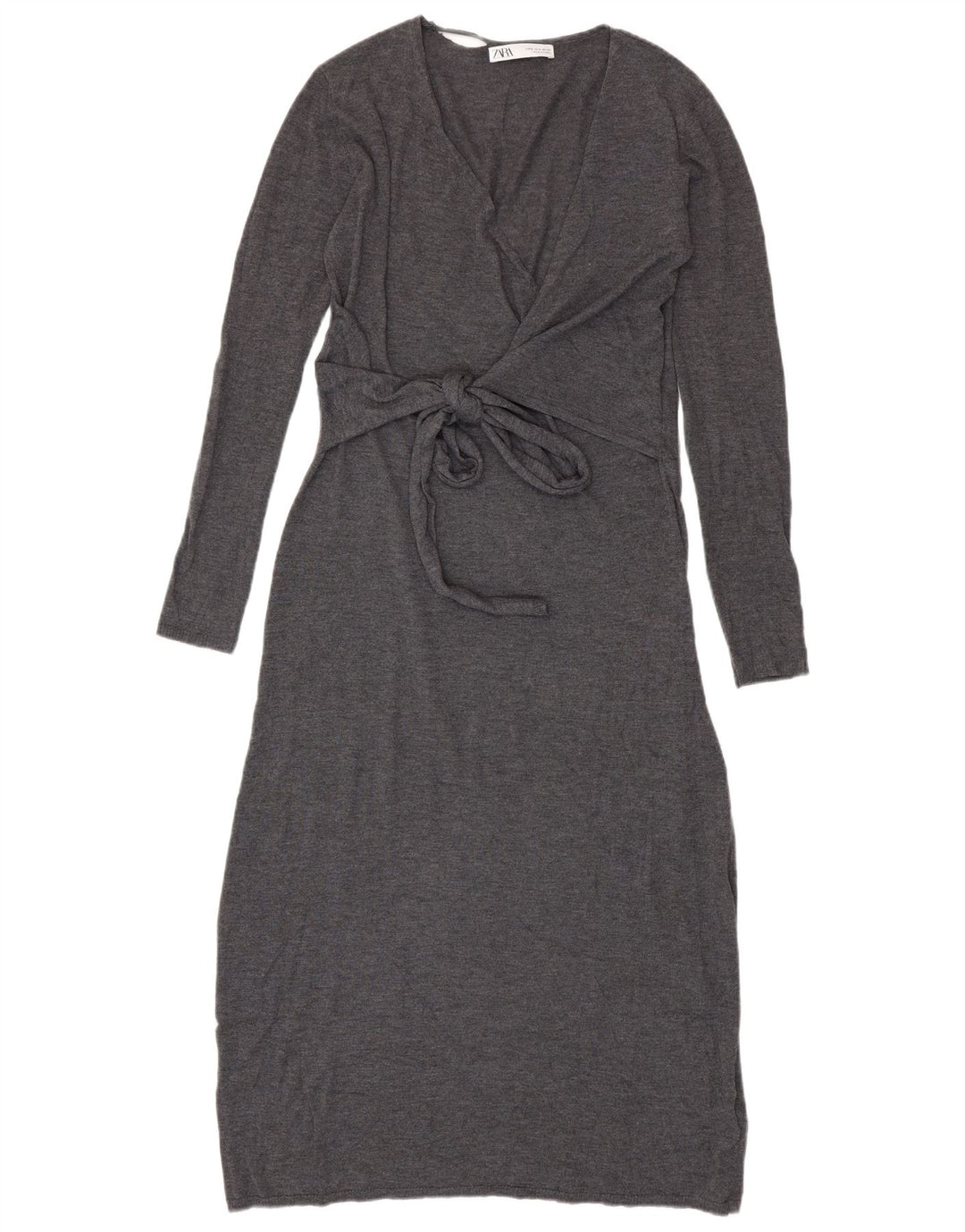 Zara Womens Long Sleeve Jumper Dress UK 10 Small Grey Polyester