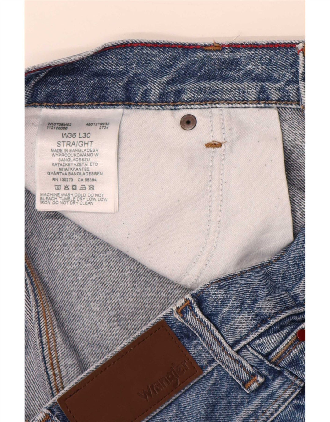 Wrangler Mens Straight Jeans W36 L30 Blue Cotton