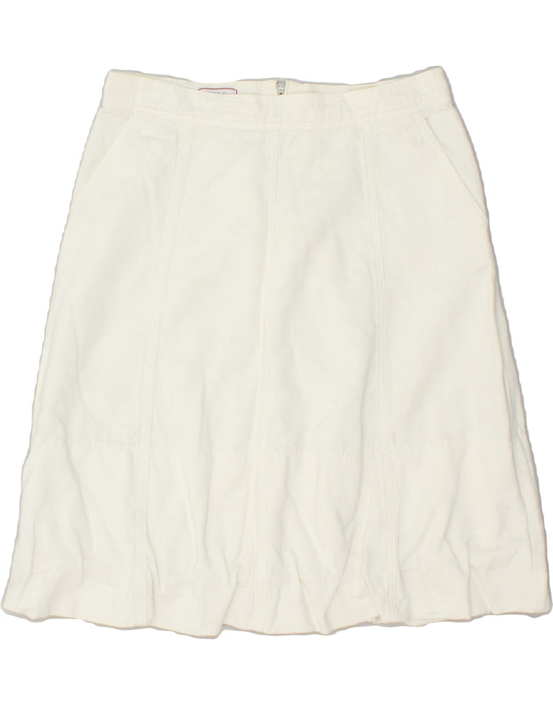 MAX & CO. Womens A-Line Skirt EU 40 Medium W28 White Cotton | Vintage Max & Co. | Thrift | Second-Hand Max & Co. | Used Clothing | Messina Hembry 