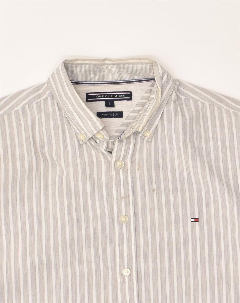 TOMMY HILFIGER Mens Shirt Small Grey Pinstripe Cotton | Vintage Tommy Hilfiger | Thrift | Second-Hand Tommy Hilfiger | Used Clothing | Messina Hembry 