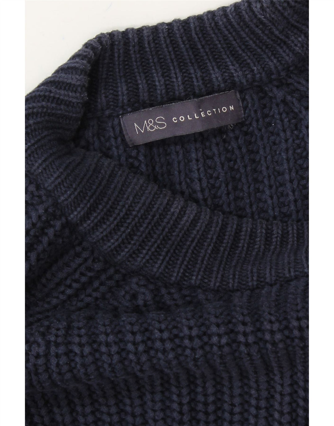 MARKS & SPENCER Womens Crew Neck Jumper Sweater UK 10 Small Navy Blue Vintage Marks & Spencer and Second-Hand Marks & Spencer from Messina Hembry 
