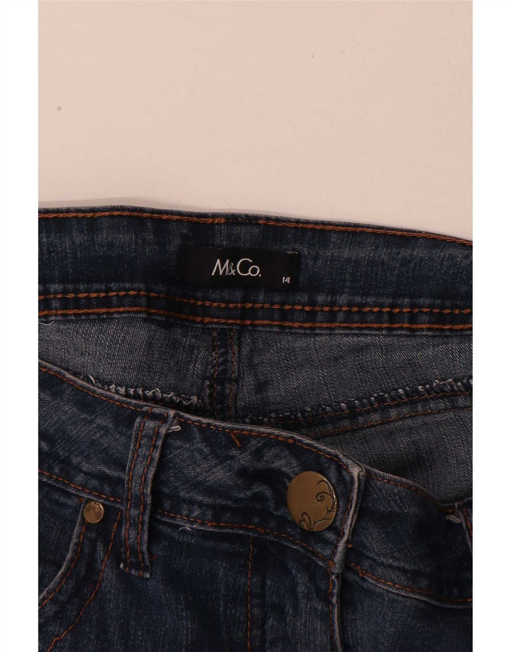 M&Co Womens Bootcut Jeans UK 14 Large W32 L30 Blue Cotton