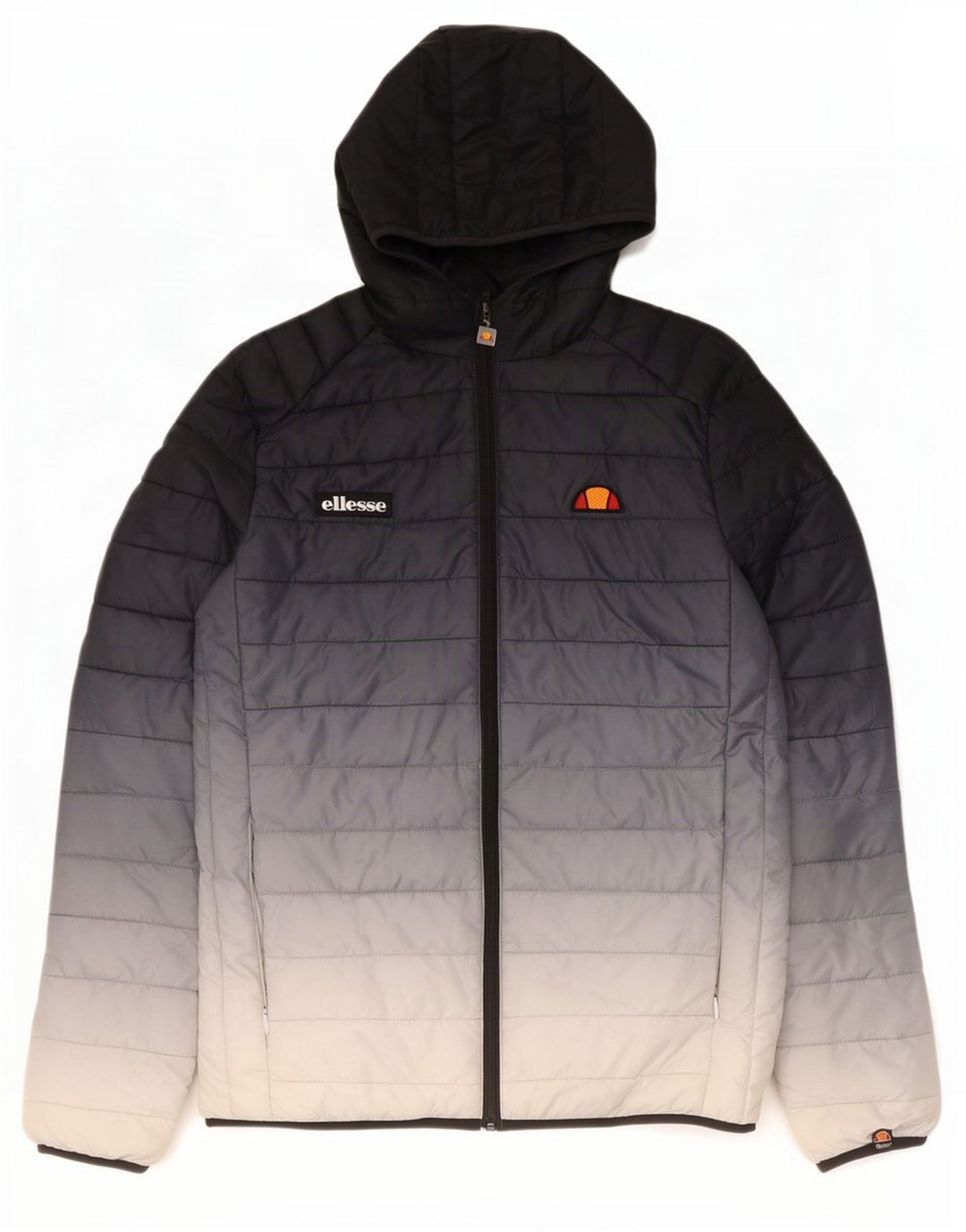 Ellesse Womens Hooded Padded Jacket UK 14 Medium Navy Blue Colourblock