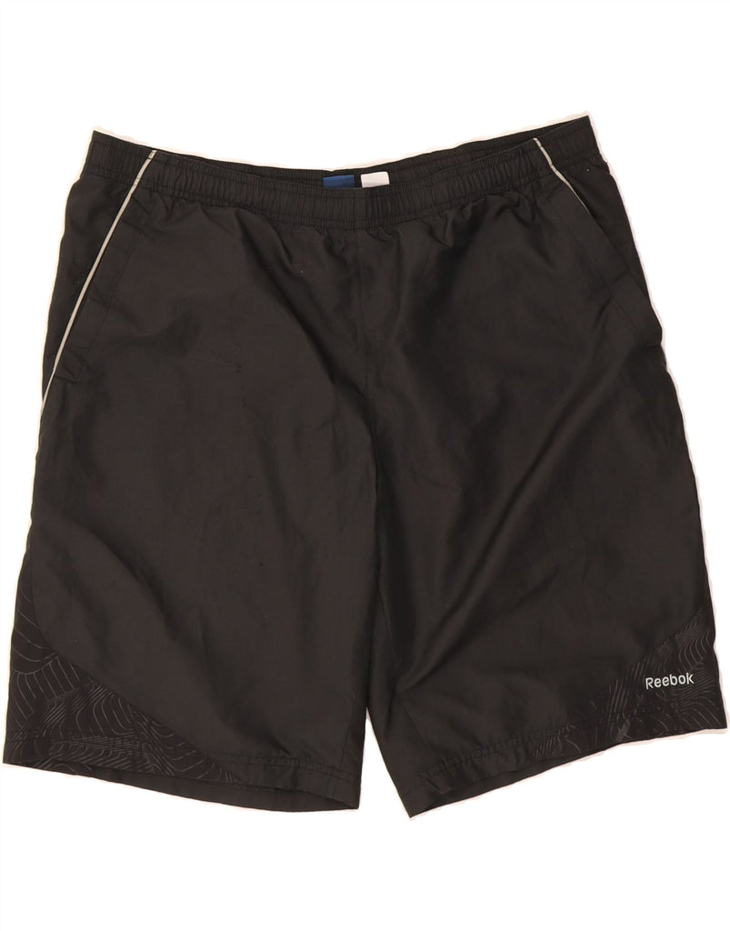 REEBOK Mens Sport Shorts Large Black Polyester Vintage Reebok and Second-Hand Reebok from Messina Hembry 