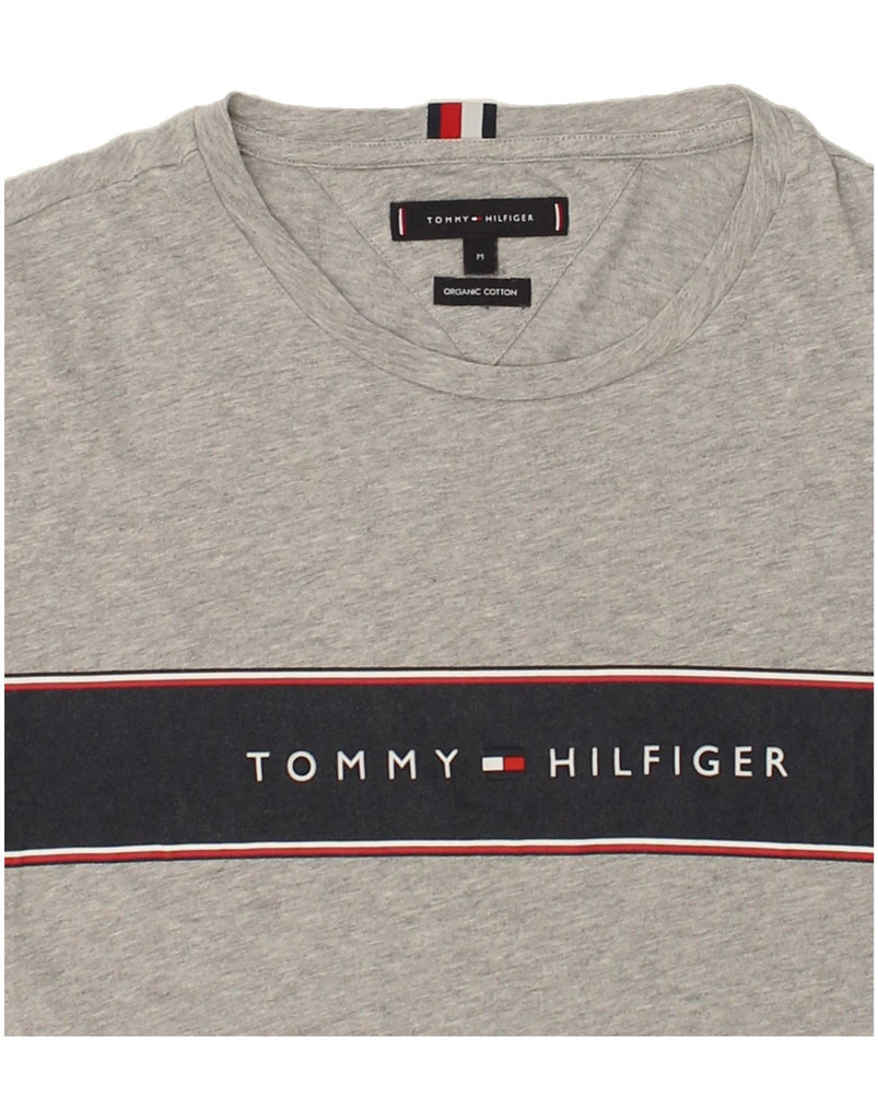 TOMMY HILFIGER Mens Graphic T-Shirt Top Medium Grey Striped | Vintage Tommy Hilfiger | Thrift | Second-Hand Tommy Hilfiger | Used Clothing | Messina Hembry 