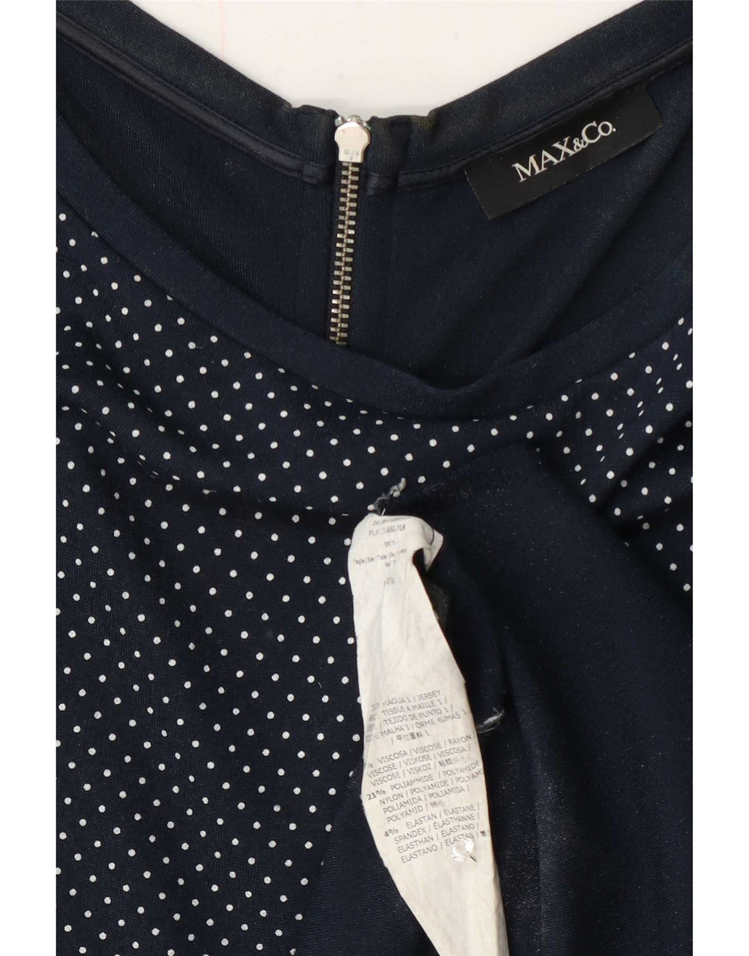 Max & Co. Womens Sleeveless A-Line Dress UK 12 Medium Navy Blue Spotted