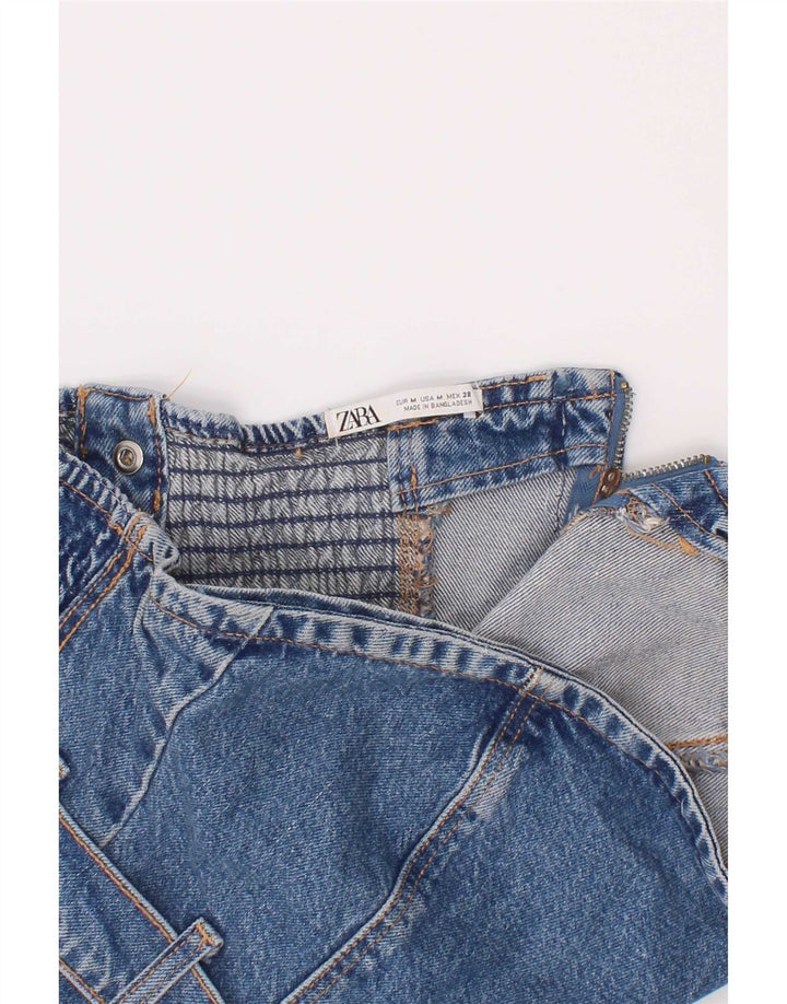 Zara Womens Crop Denim Strapless Top UK 12 Medium Blue