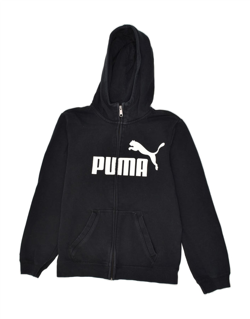 PUMA Boys Graphic Zip Hoodie Sweater 13-14 Years XL Black Cotton | Vintage Puma | Thrift | Second-Hand Puma | Used Clothing | Messina Hembry 