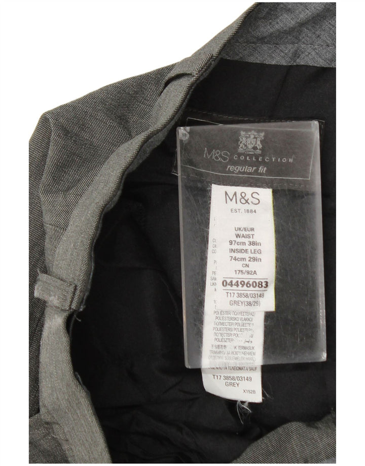 Marks & Spencer Mens Regular Fit Suit Trousers W38 L29 Grey Polyester