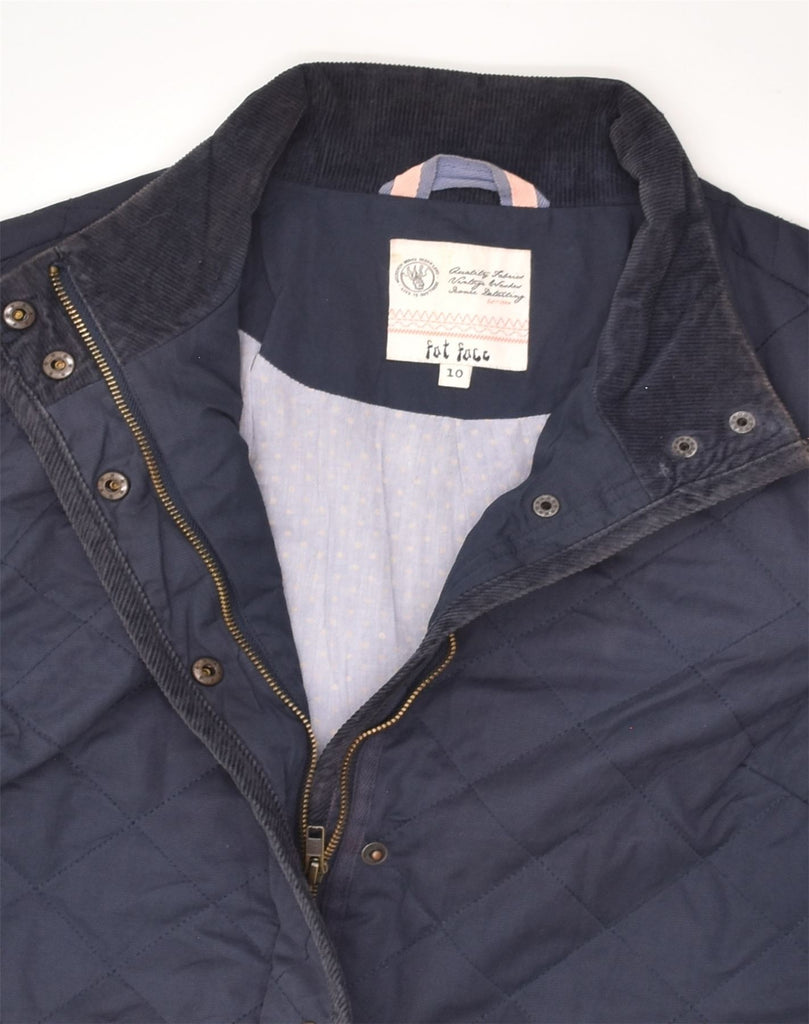 FAT FACE Womens Quilted Jacket UK 10 Small Navy Blue Polyester | Vintage Fat Face | Thrift | Second-Hand Fat Face | Used Clothing | Messina Hembry 