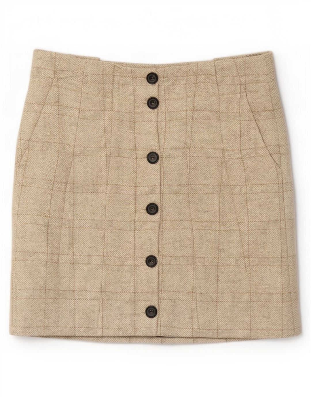 Zara Womens Midi Skirt Medium W28 Beige Check