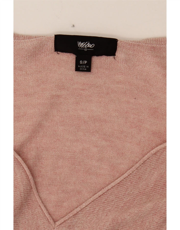 MOSSIMO Womens Longline Asymmetric V-Neck Jumper Sweater UK 10 Small Pink Vintage Mossimo and Second-Hand Mossimo from Messina Hembry 