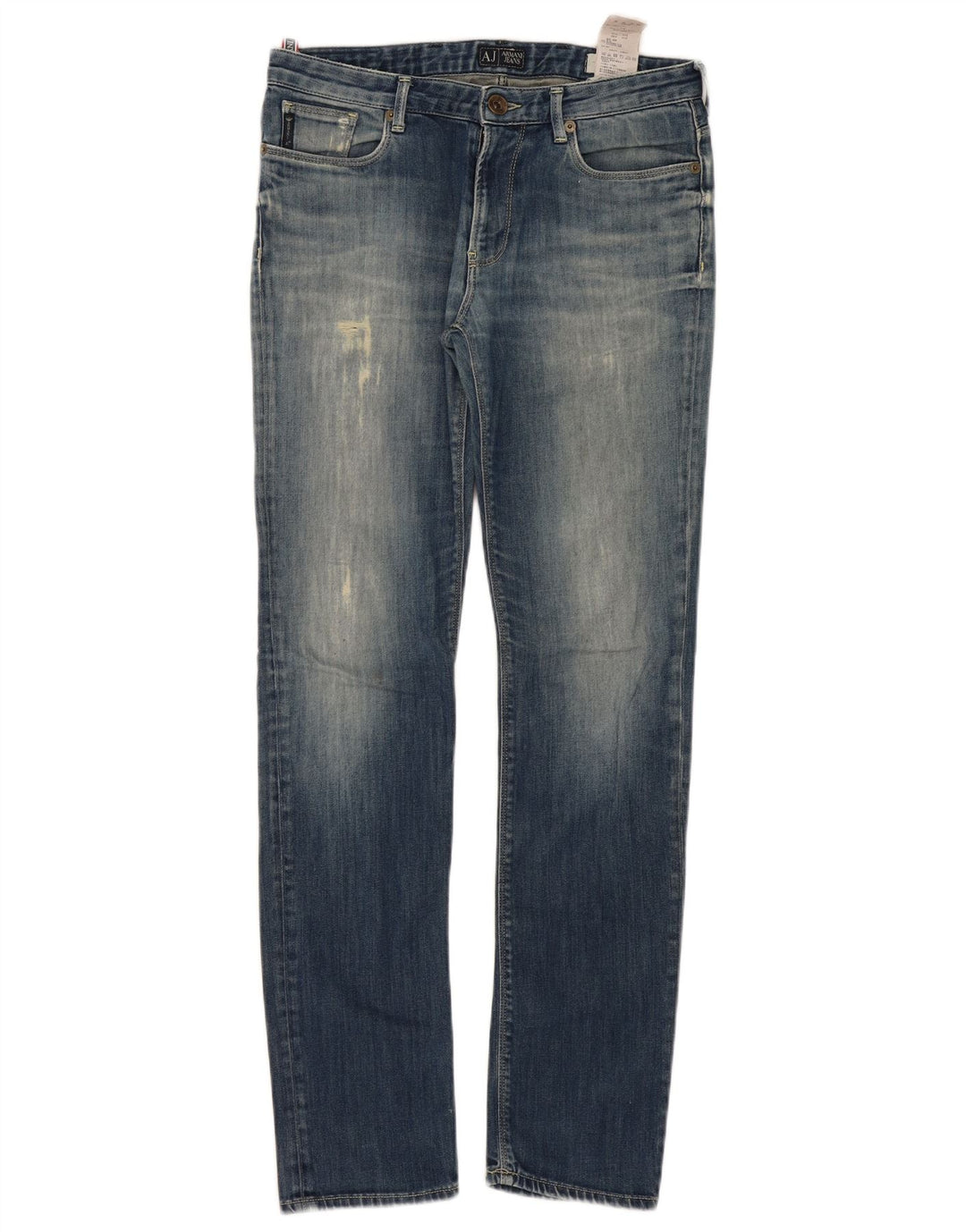 Armani Womens Fitted Distressed Slim Jeans  W32 L32 Blue Cotton