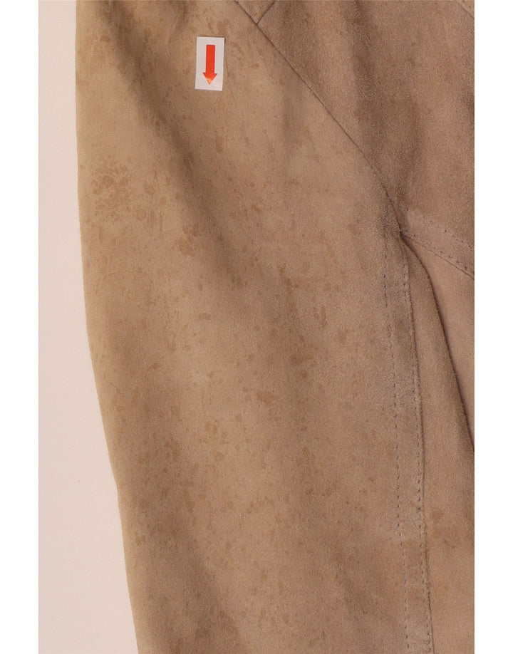 KOCCA Womens Crop Suede Jacket UK 10 Small Beige Leather