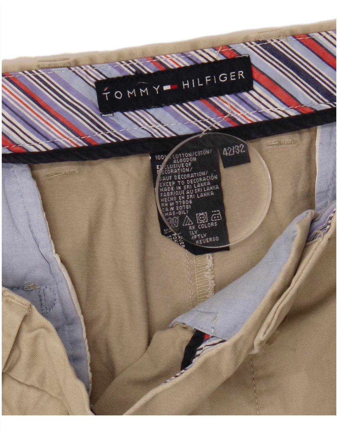 TOMMY HILFIGER Mens Pegged Chino Trousers W42 L32 Beige Cotton
