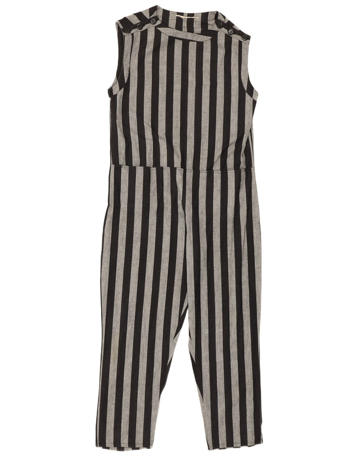 Vintage Womens Sleeveless Jumpsuit UK 14 Medium  Black Striped