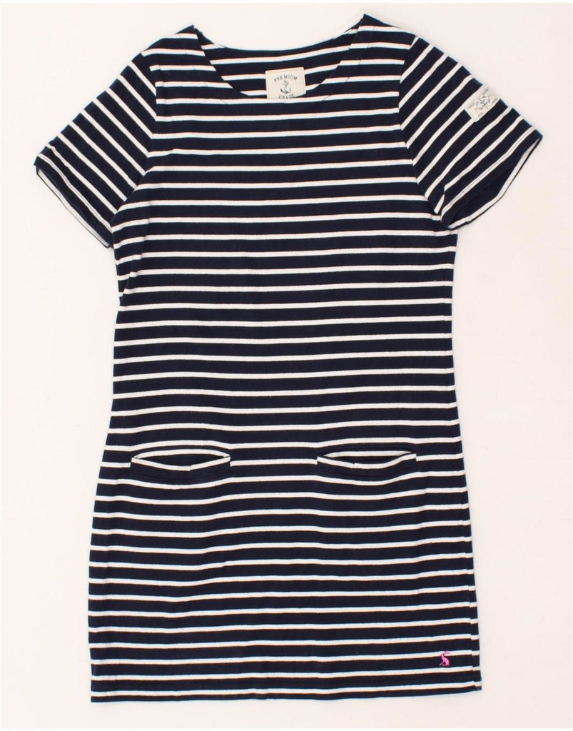 JOULES Womens T-Shirt Dress UK 8 Small Navy Blue Striped Cotton | Vintage Joules | Thrift | Second-Hand Joules | Used Clothing | Messina Hembry 