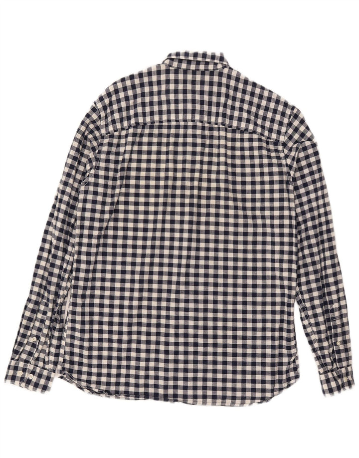 Jack & Jones Mens Shirt Medium Navy Blue Gingham Cotton