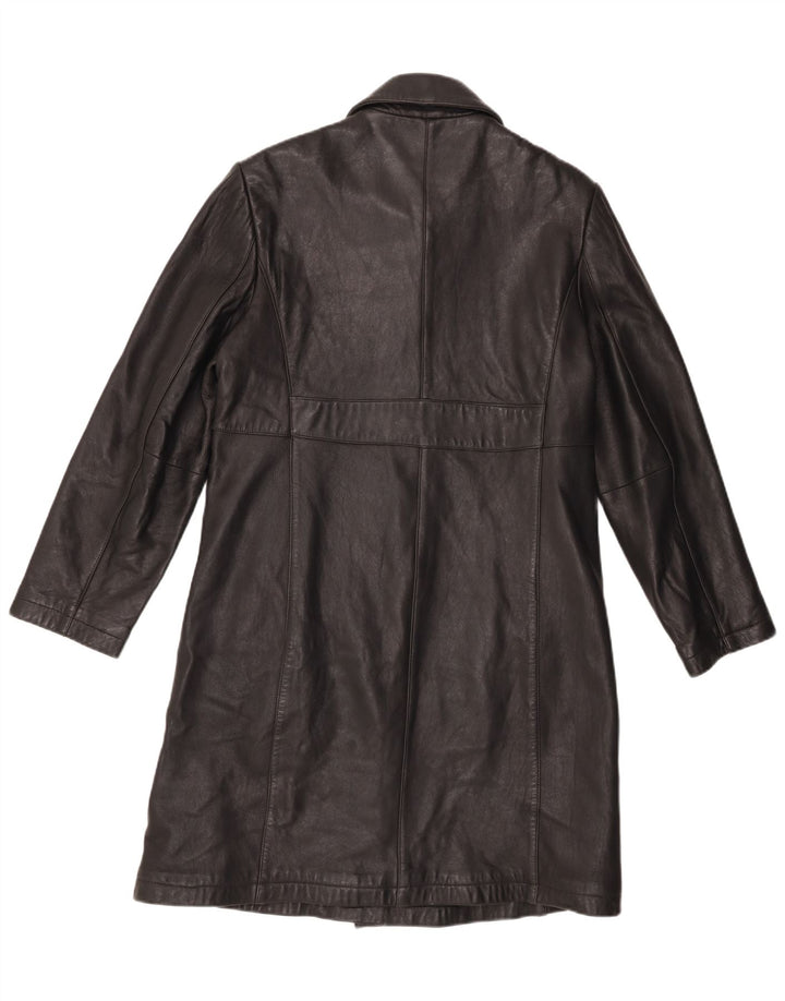 Liz Claiborne Womens Leather Coat UK 16 Large Black Leather