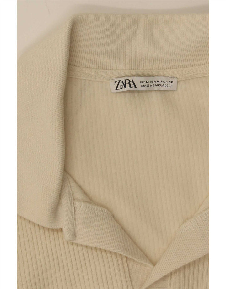 Zara Mens Short Sleeve Polo Shirt Medium Beige
