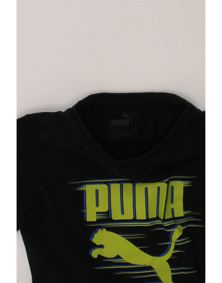 PUMA Boys Graphic T-Shirt Top 5-6 Years Black Cotton Vintage Puma and Second-Hand Puma from Messina Hembry 
