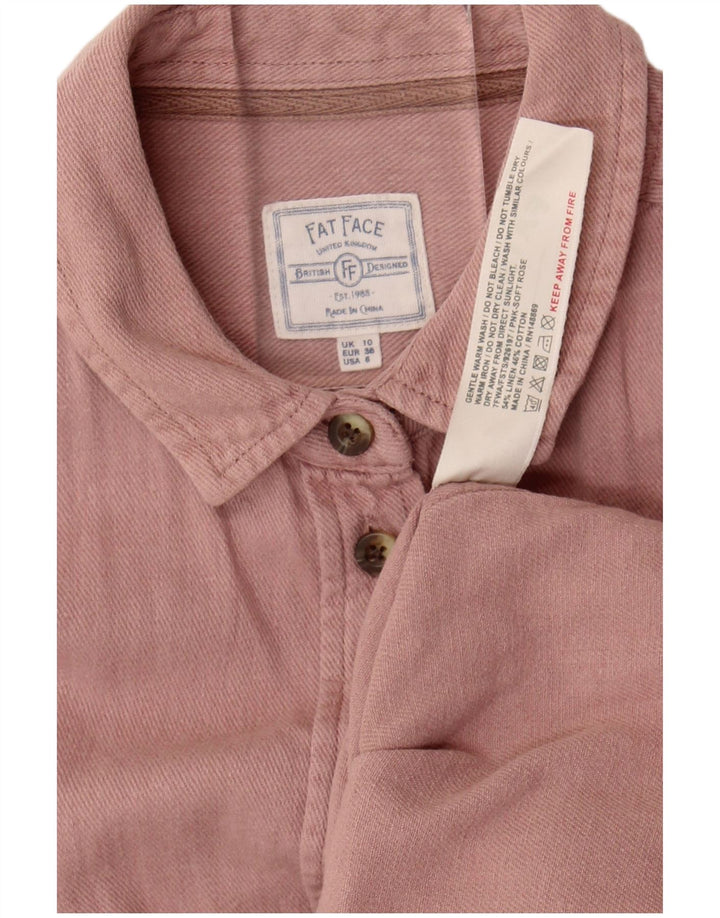 Fat Face Womens Long Sleeve Shirt UK 10 Small Pink Linen