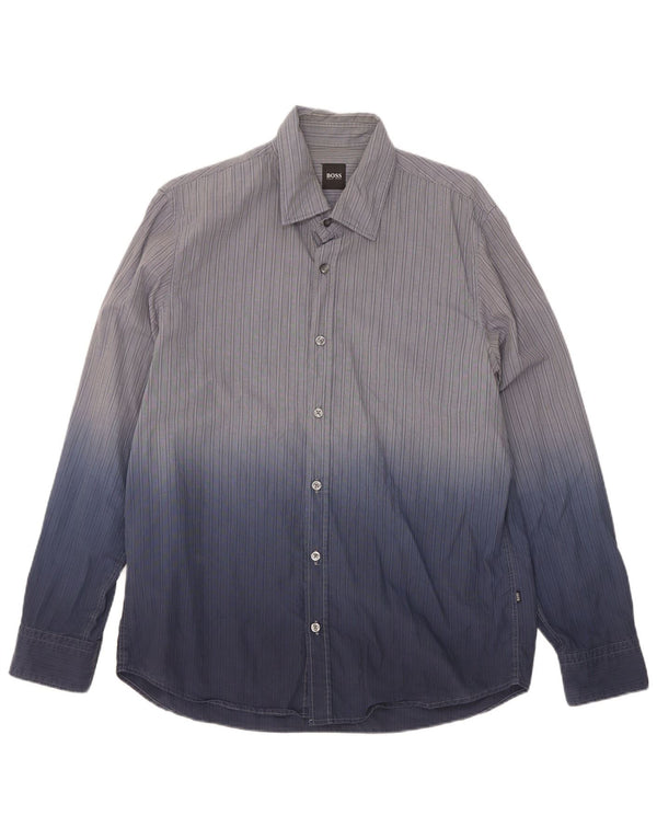 Hugo Boss Mens Shirt Large Blue Tie Dye Cotton