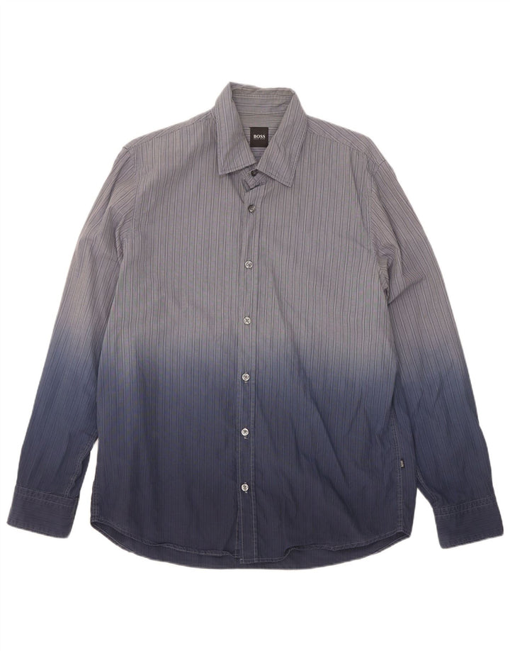 Hugo Boss Mens Shirt Large Blue Tie Dye Cotton