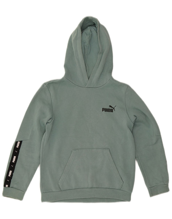 Puma Girls Graphic Hoodie Jumper 11-12 Years Blue Colourblock Cotton
