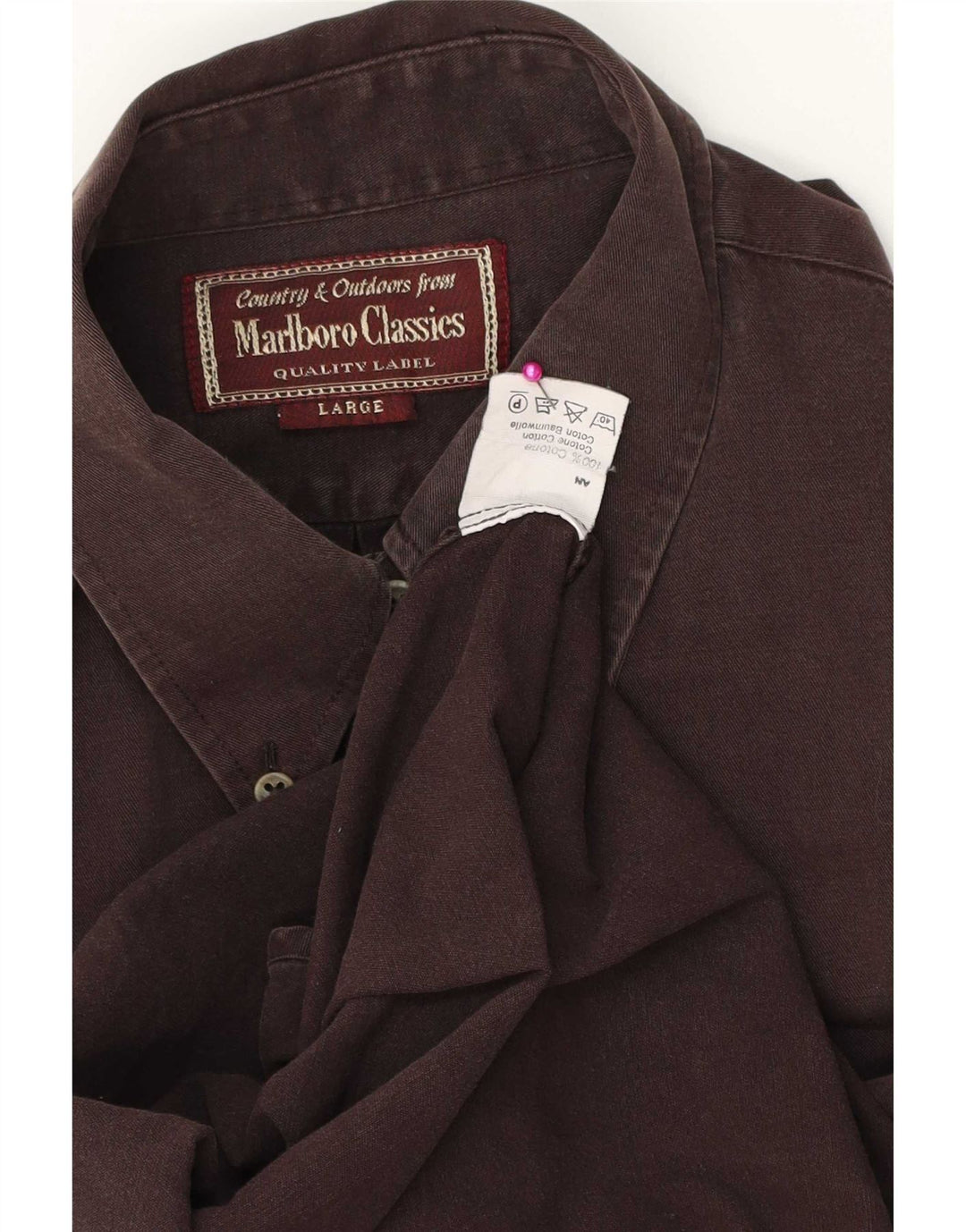 Marlboro Classics Mens Shirt Large Brown Cotton