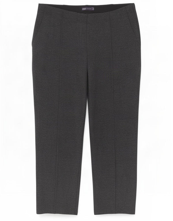 Marks & Spencer Womens Straight Cropped Trousers UK 16 Large W32 L24 Grey