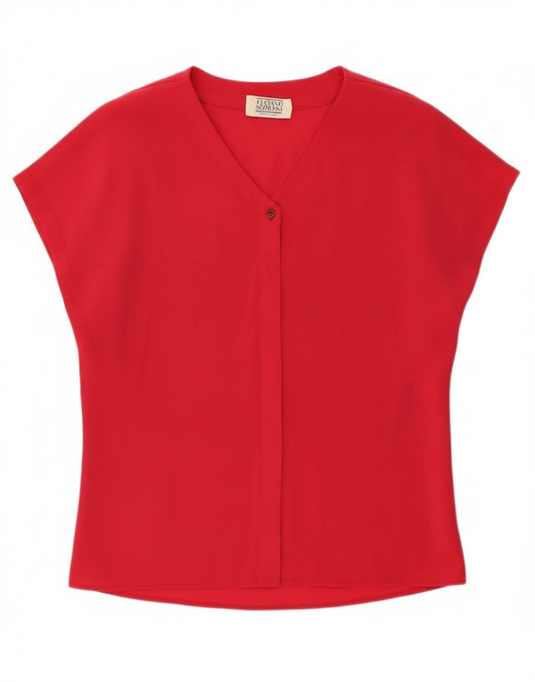 Luciano Soprani Womens Short Sleeve Shirt Blouse IT 42 Medium Pink Silk