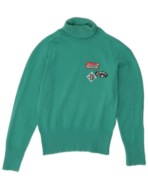 O'Neill Womens Roll Neck Jumper Sweater UK 8 Small Green Cotton
