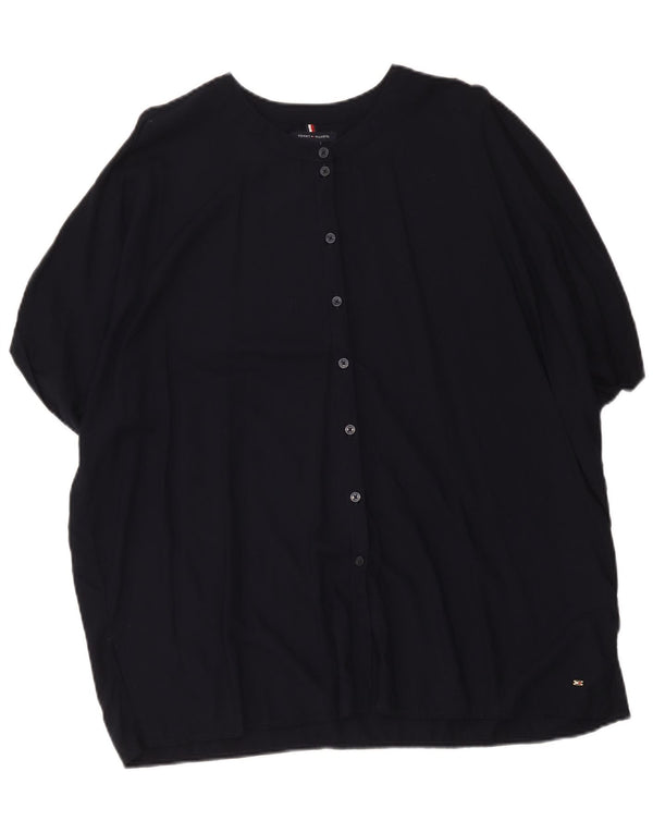 Tommy Hilfiger Womens Short Sleeve Shirt Blouse UK 20 2XL Navy Blue