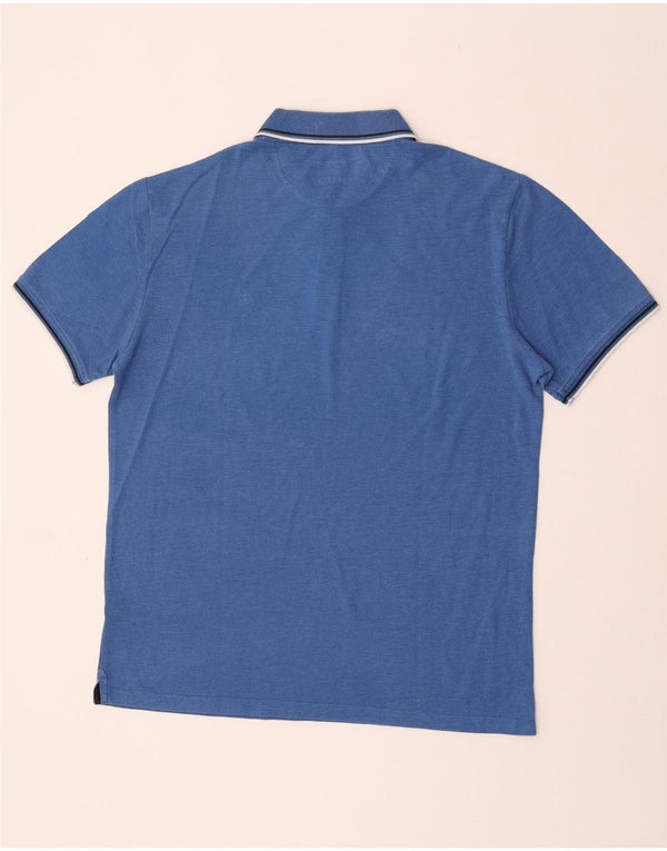 CHAMPION Mens Polo Shirt Large Blue Striped