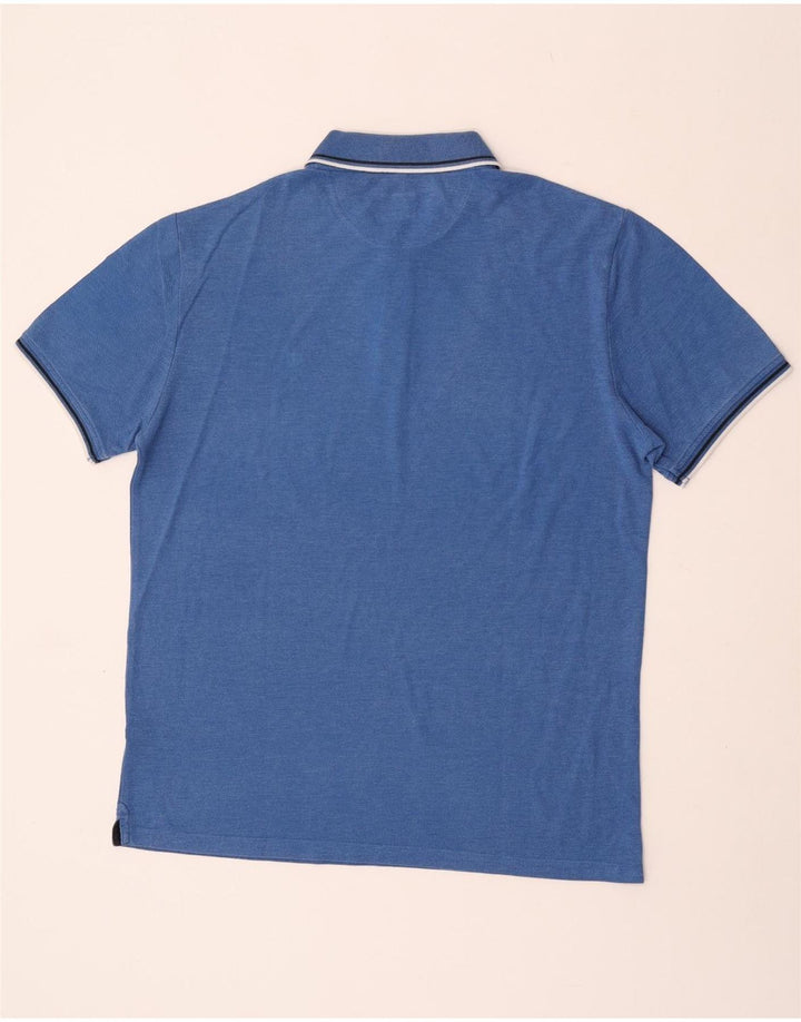 CHAMPION Mens Polo Shirt Large Blue Striped