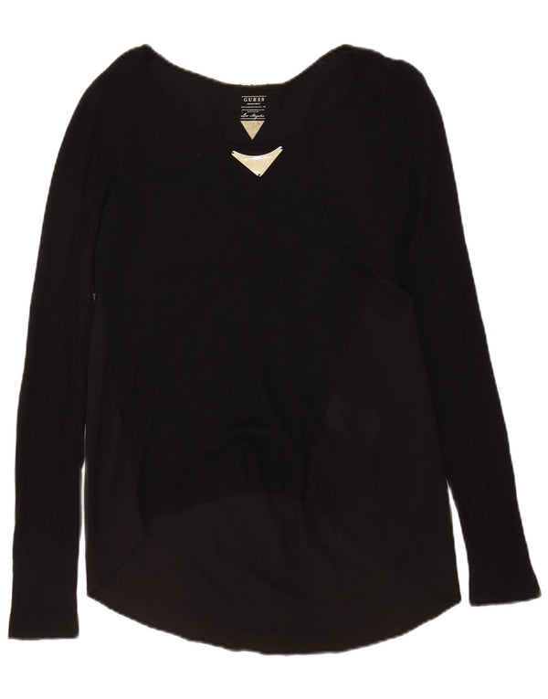 Guess Womens Long Sleeve Blouse Top UK 6 XS Black Viscose