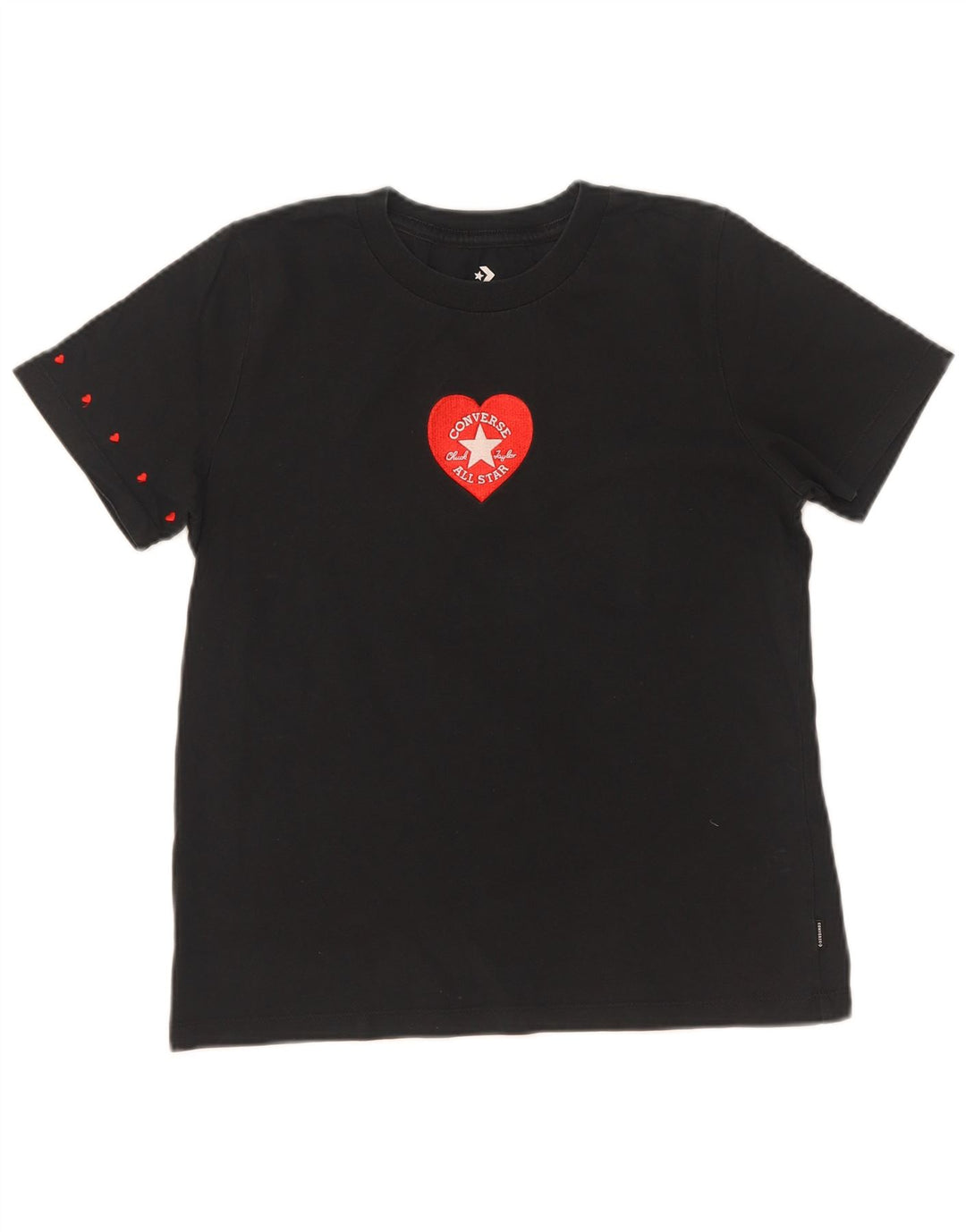 Converse Womens Graphic T-Shirt Top UK 10 Small Black Cotton