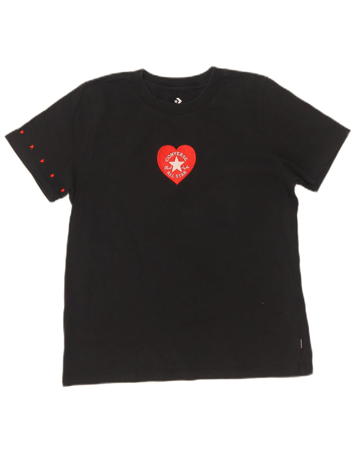 Converse Womens Graphic T-Shirt Top UK 10 Small Black Cotton