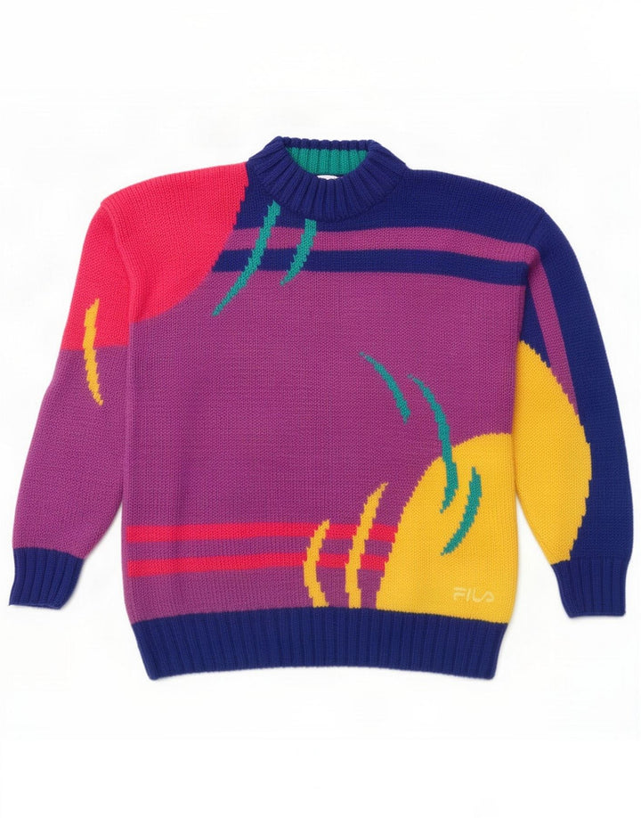 Fila Womens Turtle Neck Jumper Sweater IT 50 XL Multicoloured Colourblock