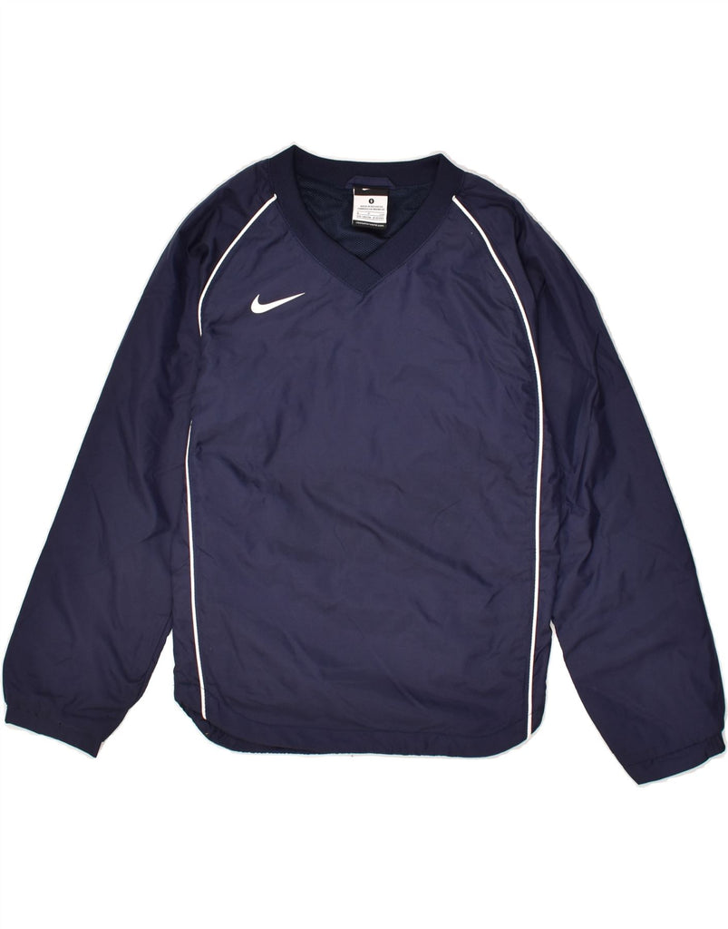 NIKE Boys Pullover Tracksuit Top 8-9 Years Small  Navy Blue Nylon | Vintage Nike | Thrift | Second-Hand Nike | Used Clothing | Messina Hembry 