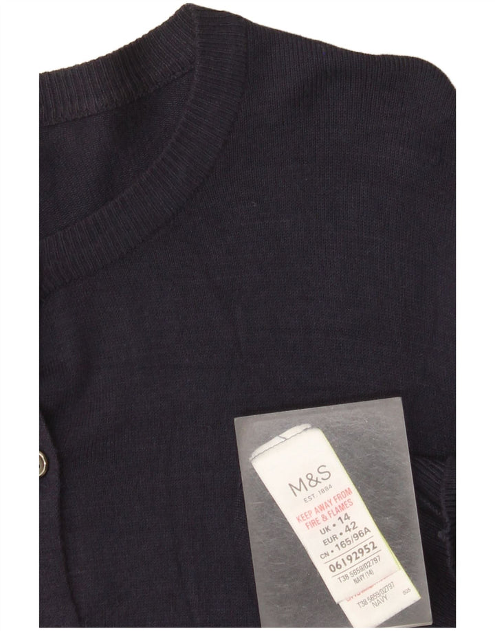 Marks & Spencer Womens Cardigan Sweater UK 14 Large Navy Blue Viscose