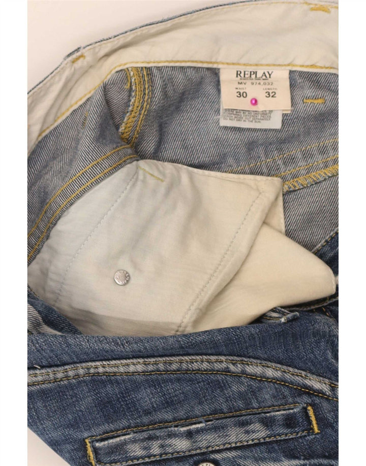 Replay Mens Cargo Bootcut Jeans W30 L32 Blue Cotton