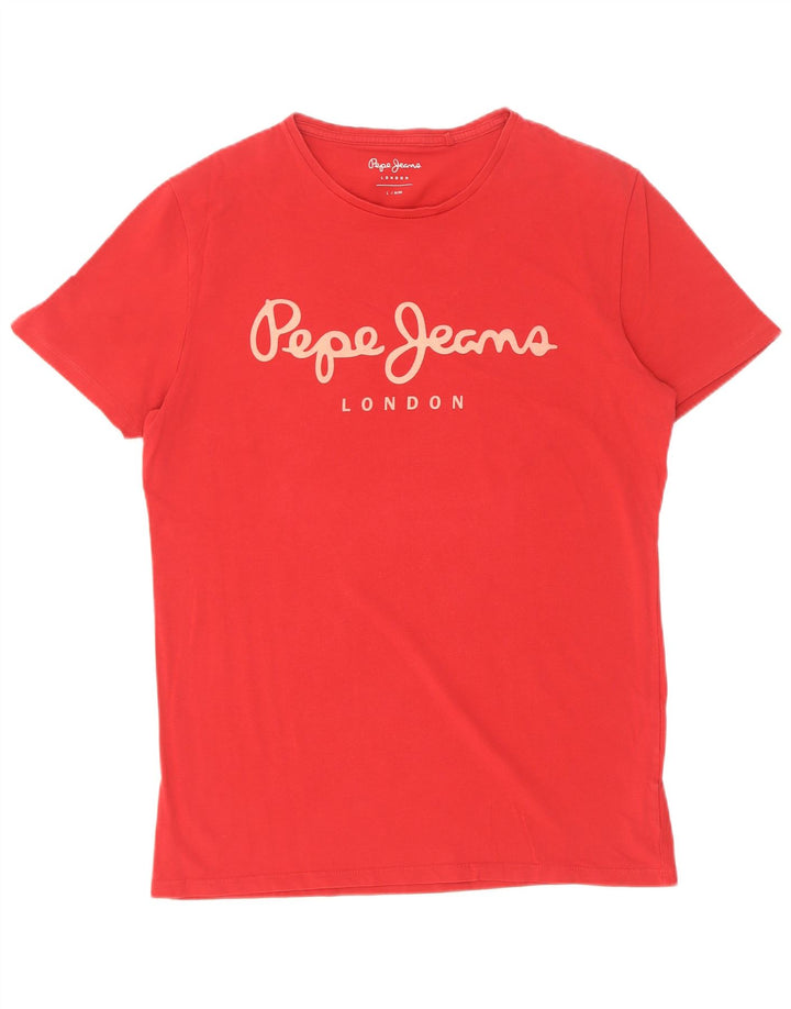 PEPE Jeans Mens Slim Fit Graphic T-Shirt Top Large Red