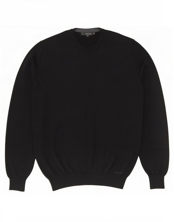 Calvin Klein Jeans Womens Crew Neck Jumper Sweater UK 18 XL Black Wool