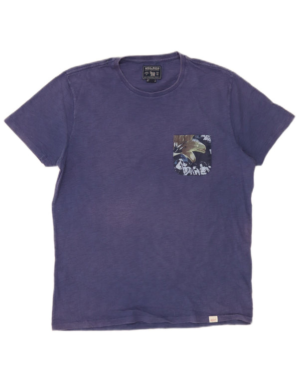 Woolrich Mens T-Shirt Top Medium Blue Cotton