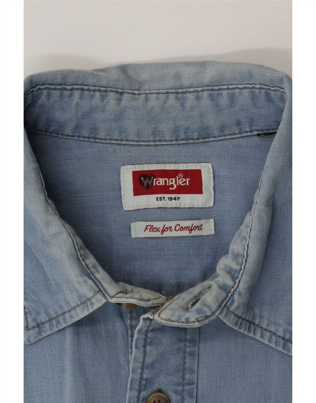 Wrangler Mens Denim Shirt Large Blue