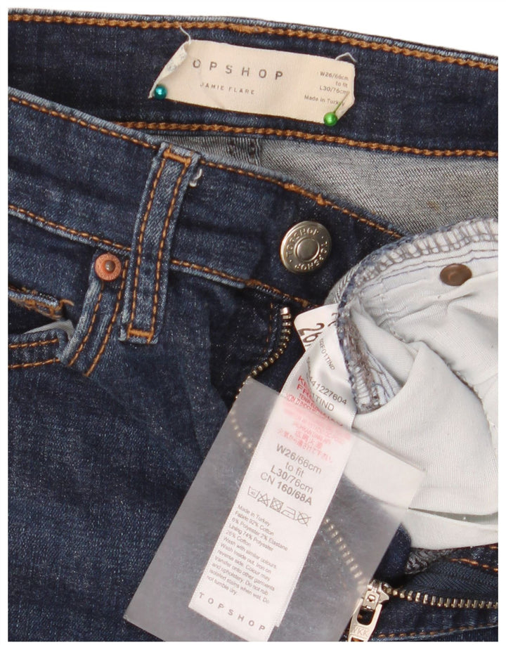 Topshop Womens Jamie Flared Jeans W26 L30 Navy Blue Cotton