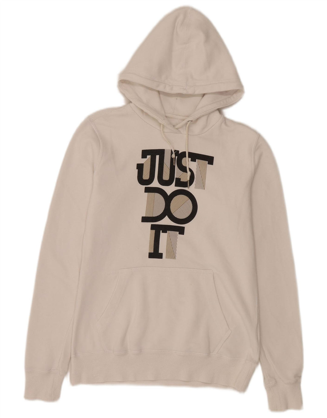 Nike Womens Graphic Hoodie Jumper UK 14 Medium White Cotton