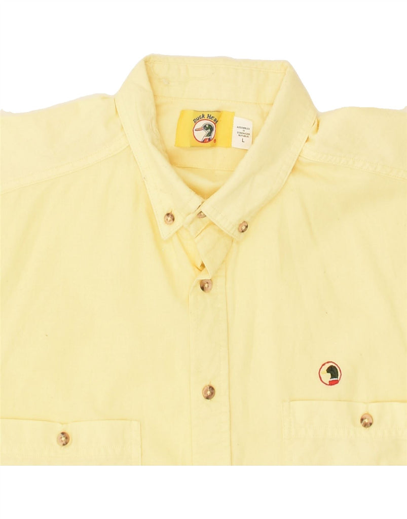 VINTAGE Mens Short Sleeve Shirt Large Yellow Cotton | Vintage Vintage | Thrift | Second-Hand Vintage | Used Clothing | Messina Hembry 